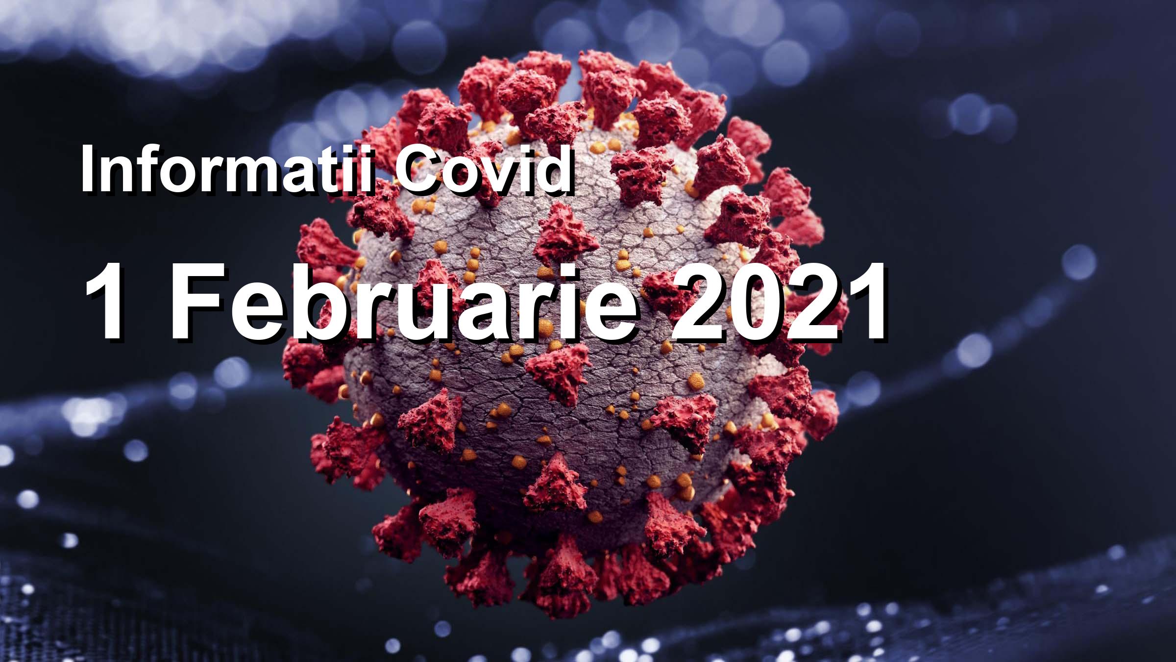 Informatii Covid-19 pentru 1 Februarie 2021: 1313 infectari, 8995 teste. | Coronavirus Romania