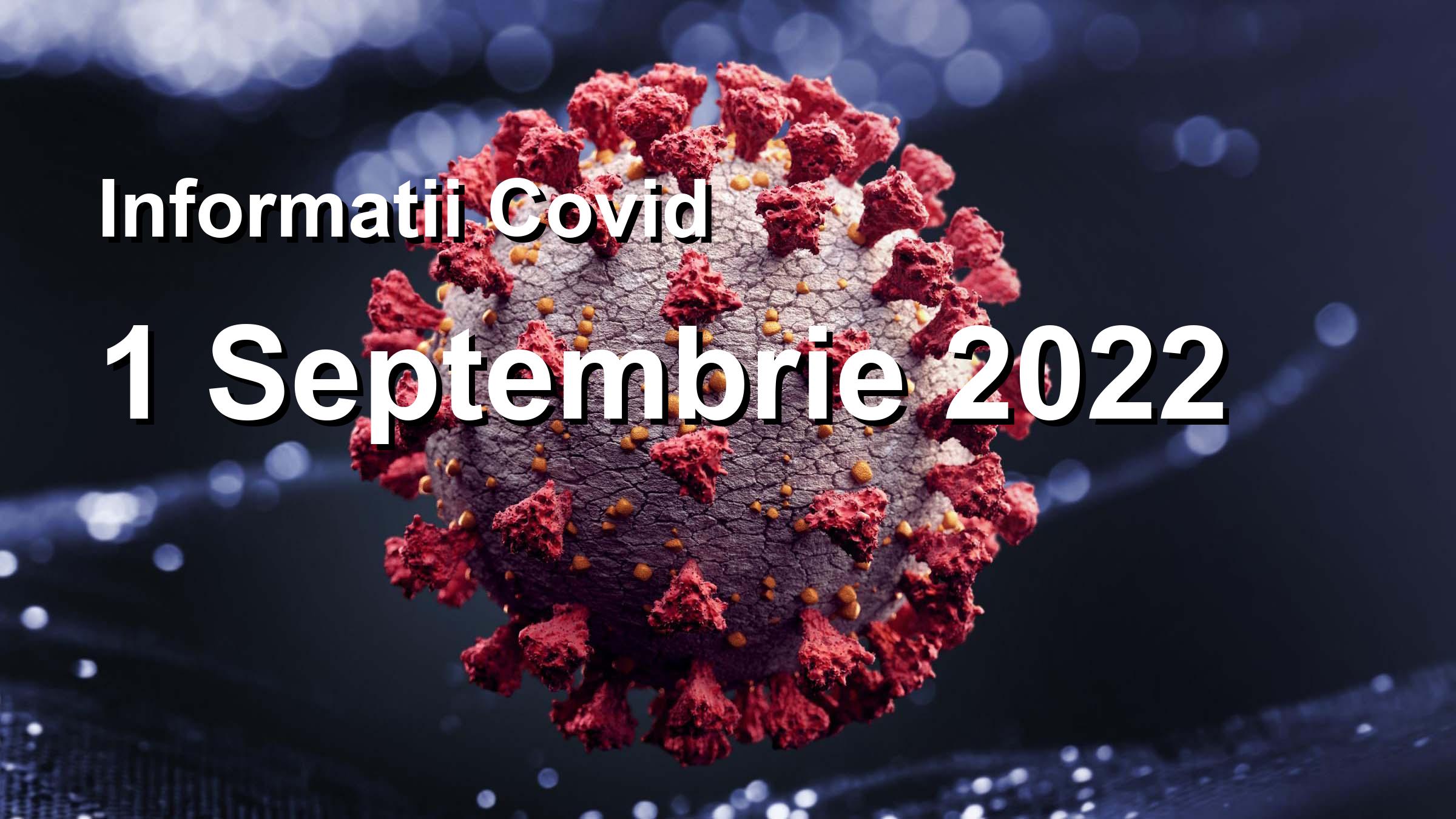 Informatii Covid-19 pentru 1 Septembrie 2022: 2630 infectari, 17350 teste. | Coronavirus Romania