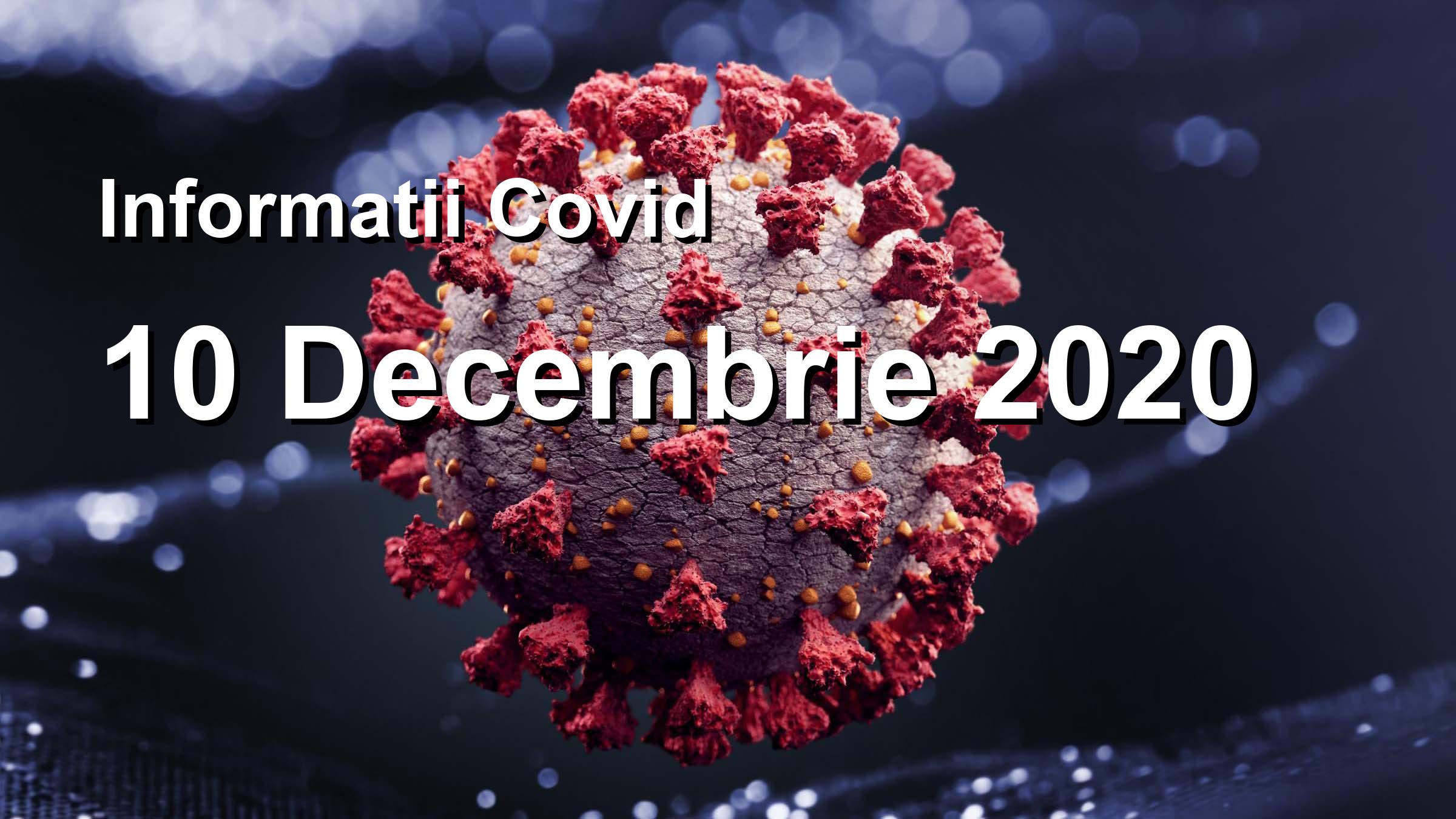 Informatii Covid-19 pentru 10 Decembrie 2020: 7067 infectari, 31437 teste. | Coronavirus Romania