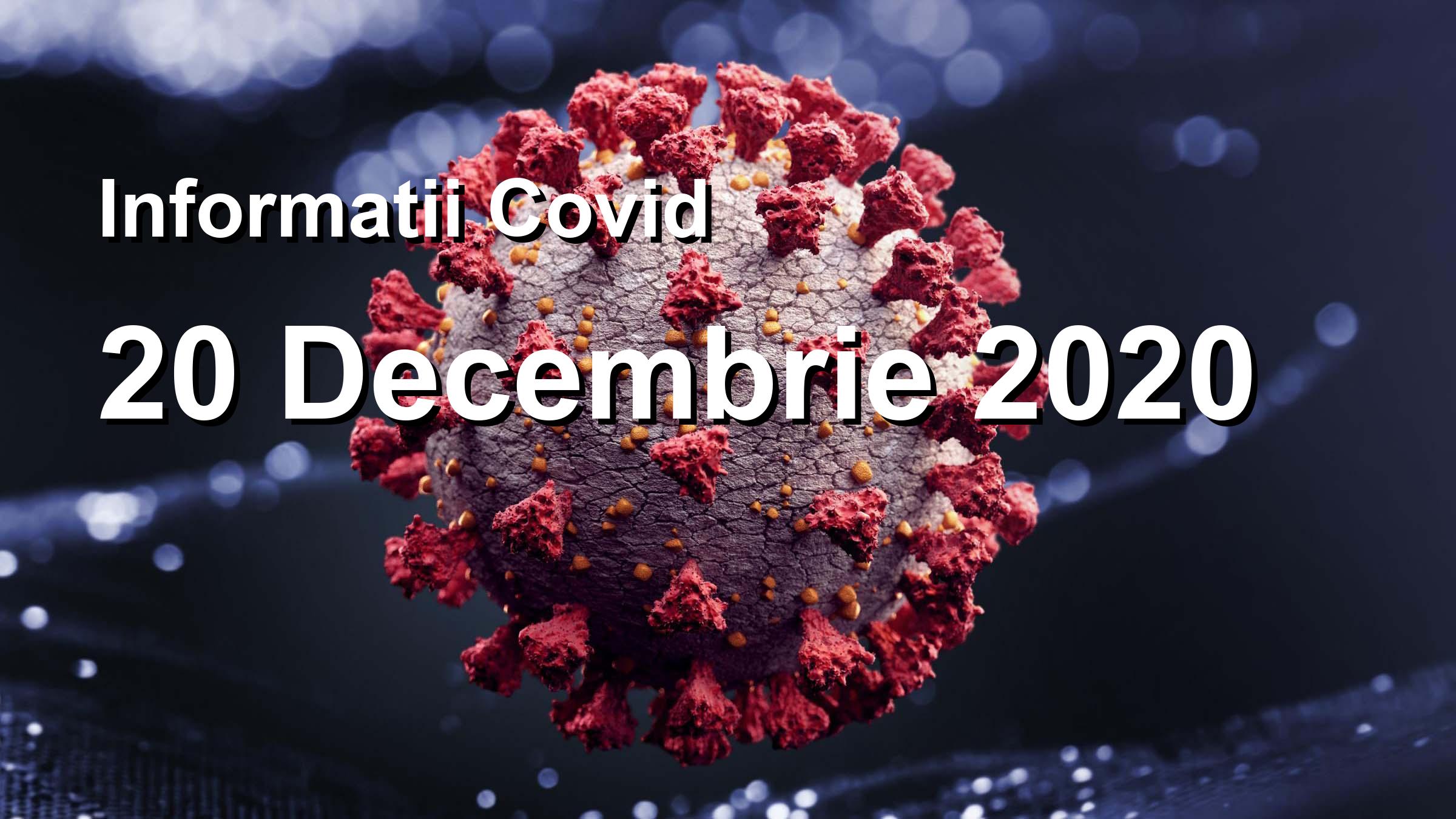 Informatii Covid-19 pentru 20 Decembrie 2020: 3350 infectari, 12293 teste. | Coronavirus Romania