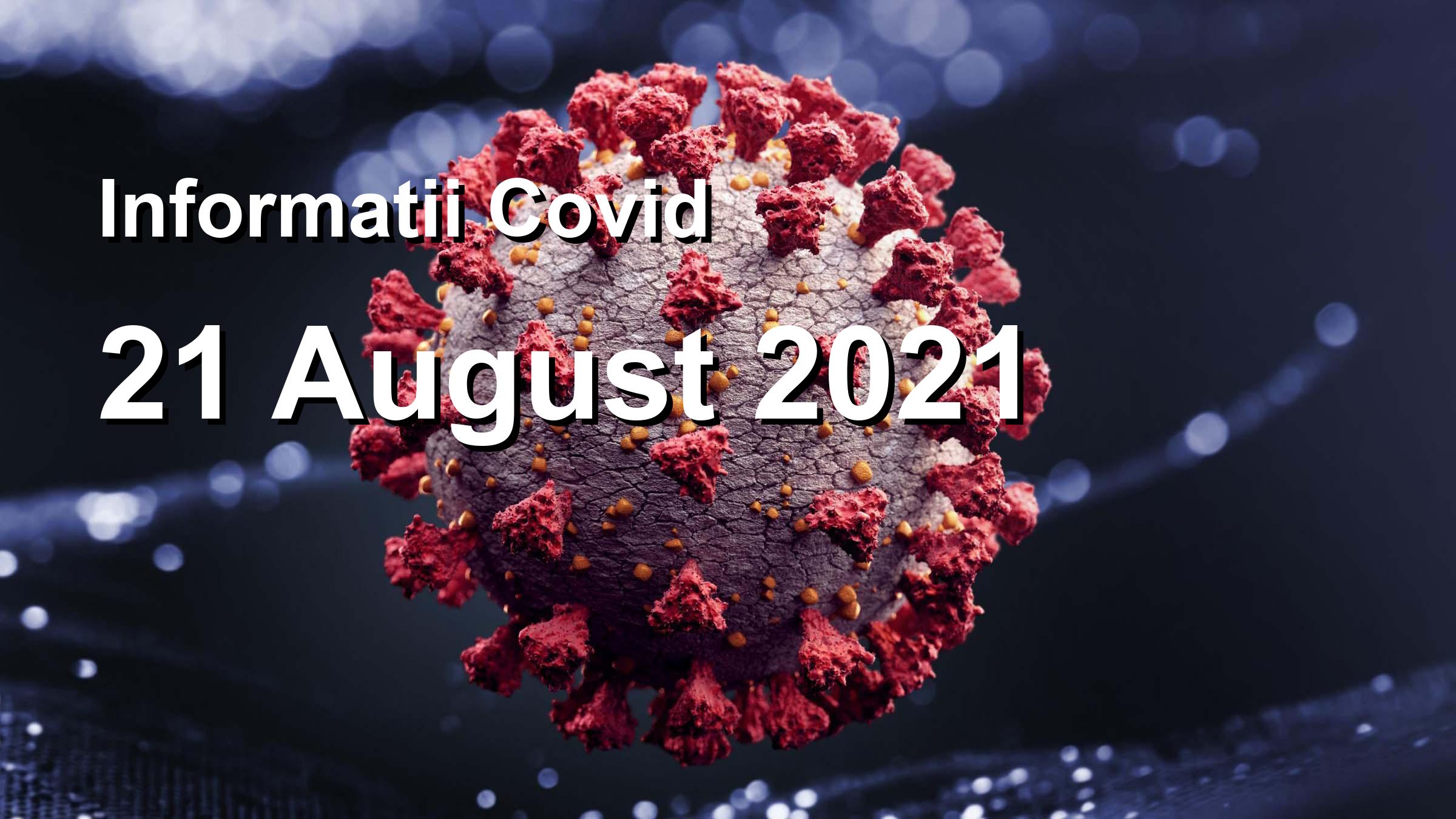 Informatii Covid-19 pentru 21 August 2021: 591 infectari, 40101 teste. | Coronavirus Romania