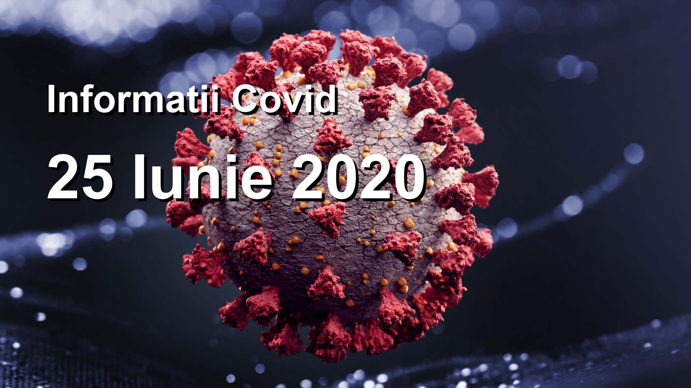 Informatii Covid-19 pentru 25 Iunie 2020: 460 infectari, 12555 teste. | Coronavirus Romania