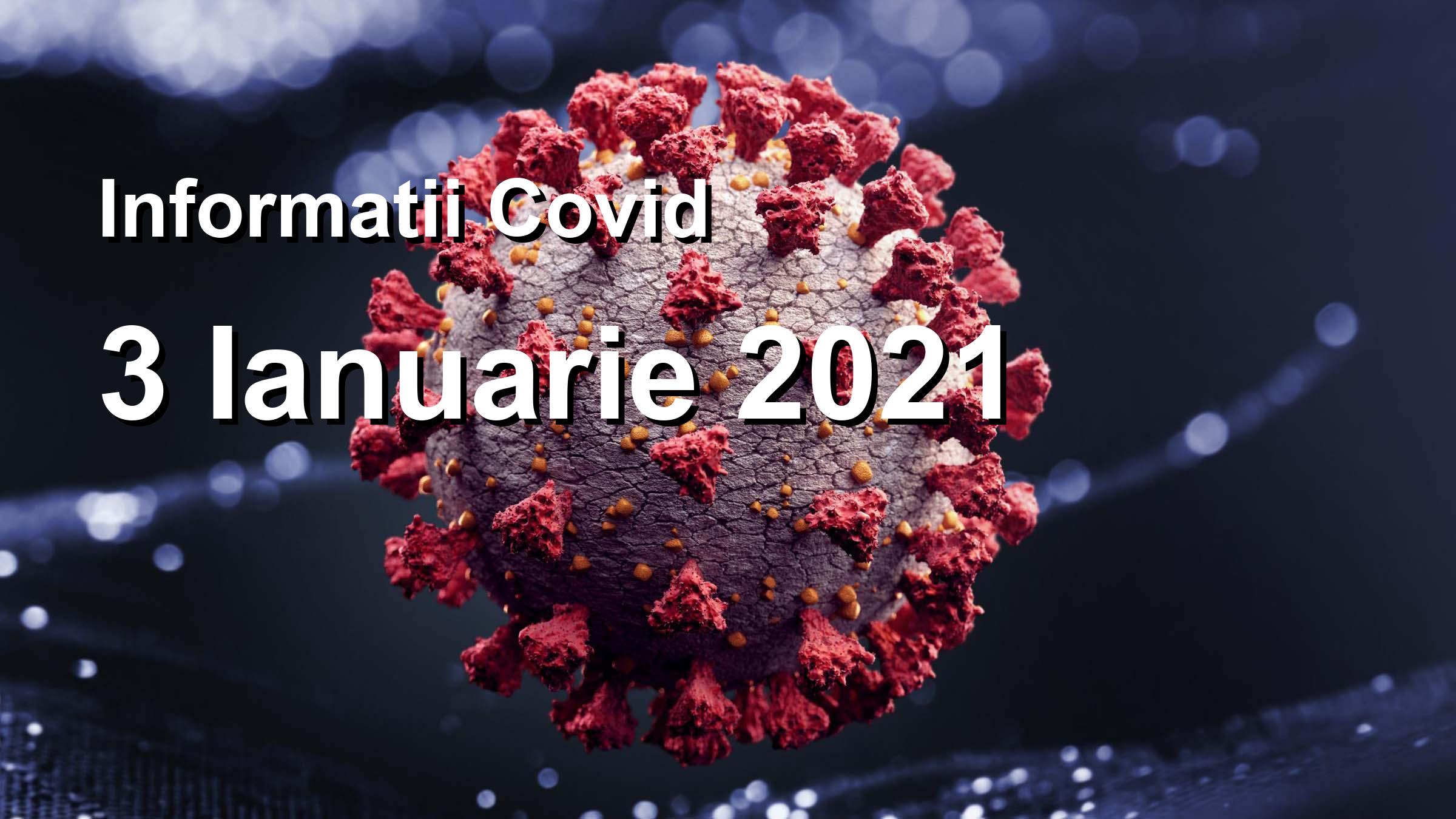 Informatii Covid-19 pentru 3 Ianuarie 2021: 3034 infectari, 9829 teste. | Coronavirus Romania